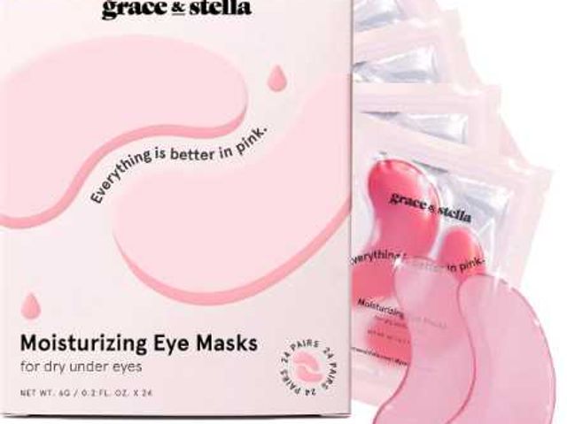 A picture of the product and packaging for grace & stella Moisturizing Eye Masks.