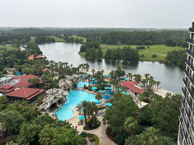 A view over the pool and a river area at the Grand Cypress Orlando.