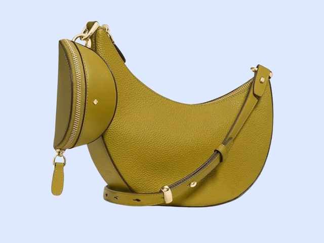 A lime yellow purse with a second small pouch attached against a white background.