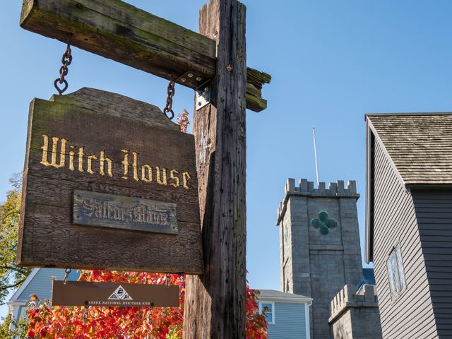 A sign in front of the Corwin House in Salem, also known as the Witch House, during the annual Haunted Happenings Festival.