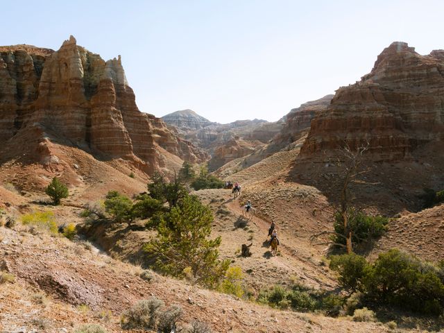 A horse ride on a train in the Badlands of Wyoming.