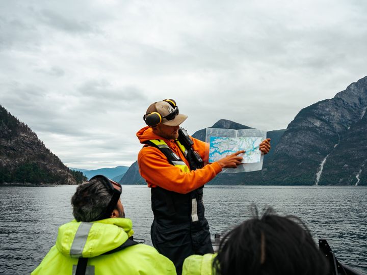 People on a RIB boat fjord tour in Sognefjord Norway 